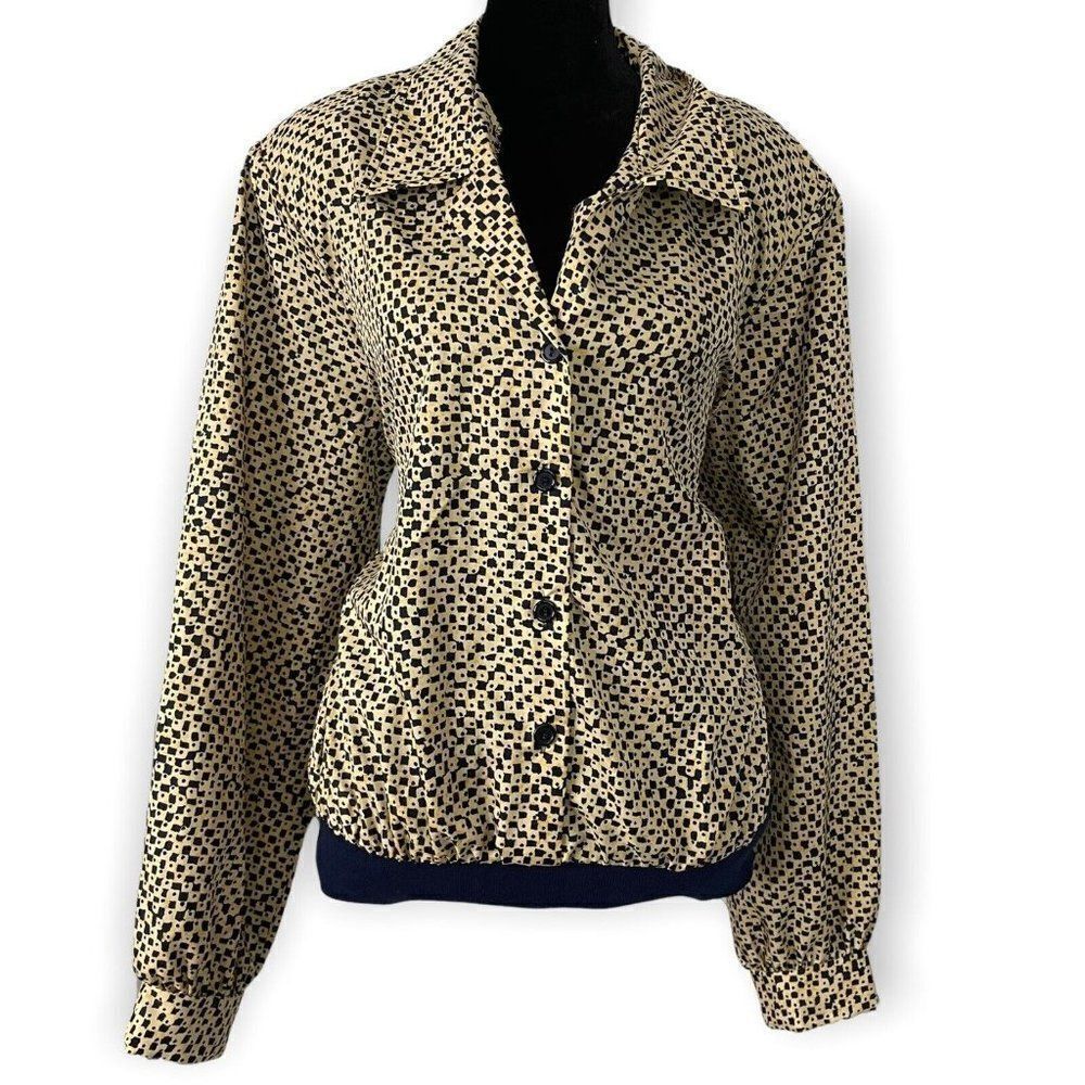 Judy Bond Women's Navy Blue Tan Shacket Pullover Lightweight Blouse Size 18 Top
